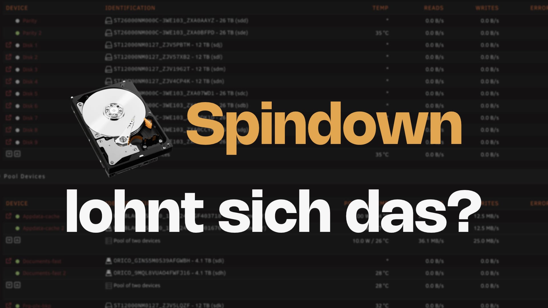 Wenn Ruhe Gold wert ist: So klappt der HDD Spindown in Unraid